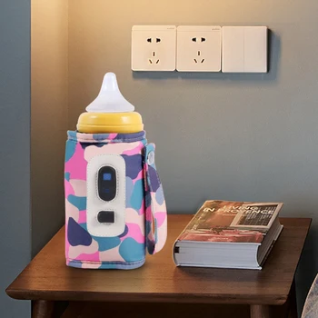 USB Milk Heat Keeper Преносим температурен дисплей Нагревател за бебешка бутилка 5 Gear Регулируем 38 °C-55 °C за бебета