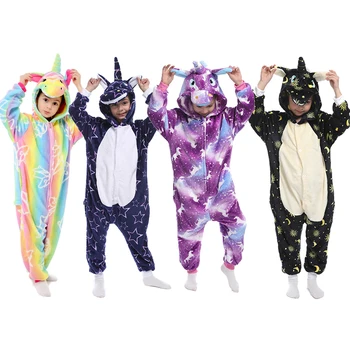 Зимна фланела динозавърска жаба еднорог Kigurumi пижама с качулка животно карикатура момчета пижами Onesie пижама за момичета Детско спално облекло