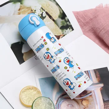 момиче момче Нов вакуум скача капак термос чаша Doraemon студент вода чаша мода неръждаема стомана подарък бутилка вода