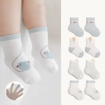 4 чифта/партида бебешки чорапи летни дишащи мрежести чорапи новородено малко дете карикатура момчета чорапи принцеса момичета облекло аксесоари