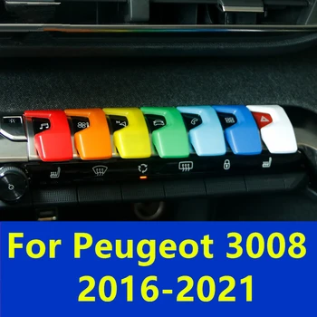 За Пежо 3008 5008 2016-2020 Автомобилен стайлинг Централен бутон за управление кръпка Вътрешна декорация Цветни клавиши на пиано кола Аксесоари