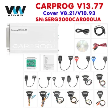 Пълен адаптери Carprog V13.77 Без ограничение OBD 2 OBD2 Ecu програмист Скенер Car Prog 13.77 За въздушна възглавница / радио / IMMO Инструмент за настройка на чипове