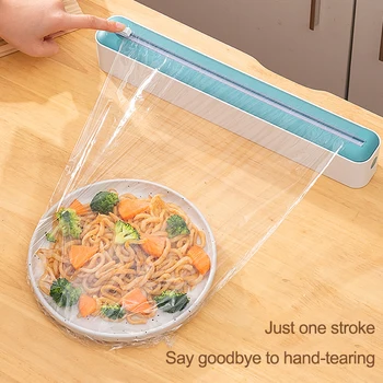 1PCS Кухненска пластмасова обвивка резачка магнитно засмукване домакинство регулируема хартия за печене пластмасова обвивка калай фолио съхранение кутия за рязане