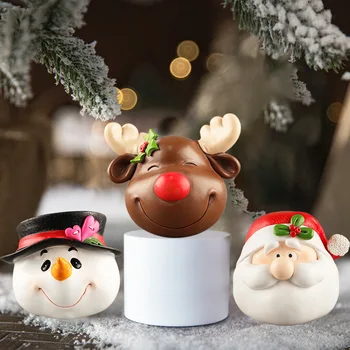 Нова Коледа Елк главата Снежен човек главата смола малки декоративни подаръци за творчески десктоп, дом, хол декорация