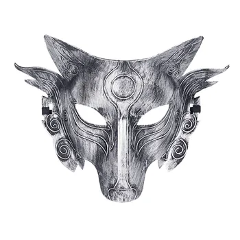 Маскарад Вълк Хелоуин маска Косплей костюм Направи си сам Forface Боядисана двойка Половин животинско парти Ретро благородство Warrior Face Cover