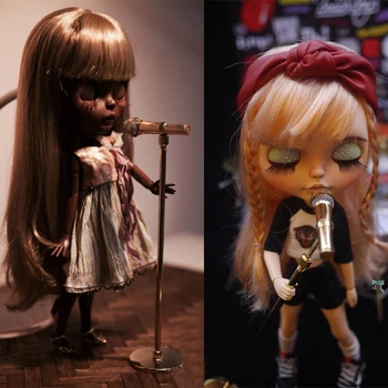 1PCS Dollhouse миниатюрен микрофон музикални инструменти модел мебели аксесоари за 1/6 BJD Blyth Барби Pullip кукла играчка