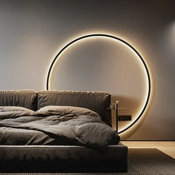 Модерен декор LED лампа за стена за спалня хол Начало Nordic дизайн кръгъл пръстен вътрешен USB стена sconce осветително тяло