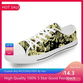 Rock N Roll Rock Band Music Singer Guitar White Cloth 3D Print Low Top Canvas Fashion Shoes Men Women Breathable Sneakers