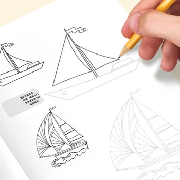Антистрес книжка за оцветяване за деца момче писалка контрол обучение карикатура автомобили самолети кораби забавно рисуване линия ръкопис проследяване книга