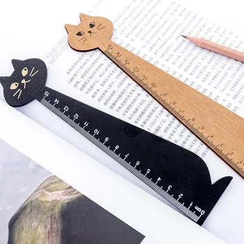 сладък котка прав владетел дървени Kawaii инструменти канцеларски карикатура рисунка подарък корейски офис училище коте измерване