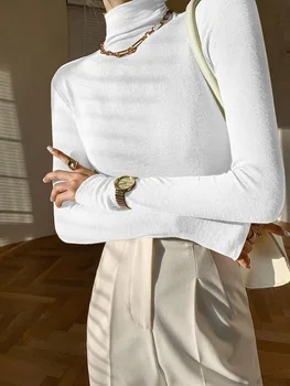 Дамски тениски с дълъг ръкав Дамска тениска с дълъг ръкав есен зимно палто Mujer Camisetas