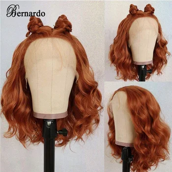 Bernardo синтетична дантела предна перука дълга вълна за жени с бебе коса топлоустойчиви влакна коса лепило ежедневно износване перука