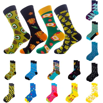 Мъже/жени Щастливи смешни чорапи с печат изкуство сладък зимни чорапи с авокадо суши храна животински топка памук мода спортни чорапи