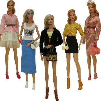 Комплект дрехи / 30см кукла дрехи костюм облекло топ палто пола панталон чанта обувки чанта кукла аксесоари за 1/6 Xinyi Fr2 кукла Барби