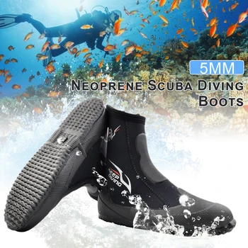 5MM Неопрен Водолазни ботуши Водни обувки Вулканизация Зима Студено доказателство Високи горни топли перки Обувки за подводен риболов Мъже Жени