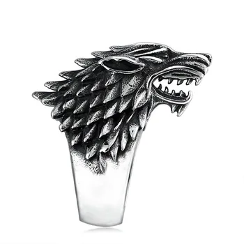 Песен за огън и лед Старк Direwolf главата пръстен Winterfell вълк кръв високо качество мъже пръстен фен подарък