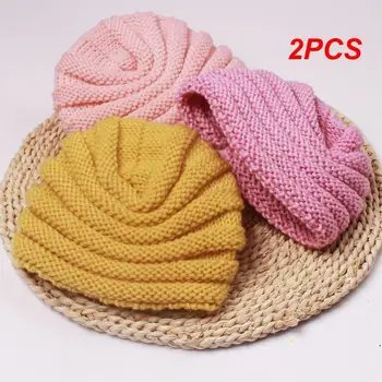 2PCS Мода плетена шапка удобна Baotou здрав пуловер за всички мачове без пилинг ветроустойчив