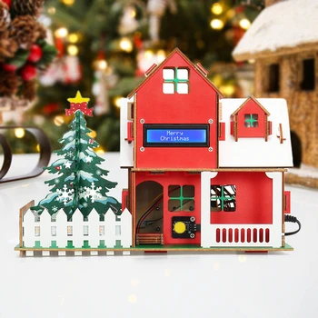 Програмиране Коледа Hut Kit Smart Home Starter Kit Електроника Комплект за кодиране на домашна автоматизация Дървена къща DIY сензорен комплект за Arduino