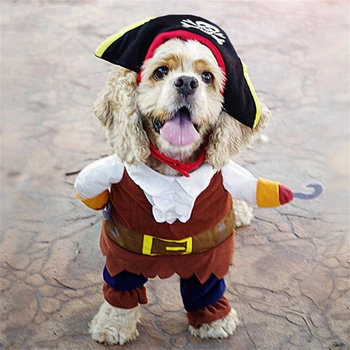 Хелоуин домашен любимец куче котка костюми смешно пиратски костюм косплей дрехи за малки средни кученце фантазия чихуахуа френски булдог яке
