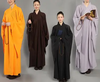 унисекс будистки шаолин монах роба хай цин дзен униформи лежеше медитация рокля облекло haiqing черно/сиво