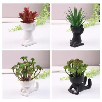 Творчески хуманоиден керамичен саксия за цветя ваза растение саксия керамични занаяти месеста ваза за цветя Декорация за дома Засаждане саксия саксия