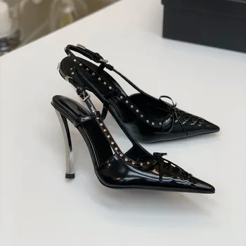 Луксозни секси кухи мрежести кристални помпи за жени Официална рокля обувки Летни парти обувки Дамски сандали на висок ток Жени Mujer