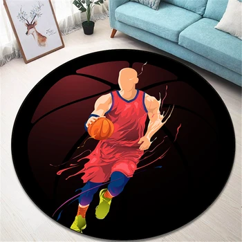 Баскетболен силует кръгъл килим за хол за деца Етаж кръг килим йога мат спалня Esports стол мат дропшипинг