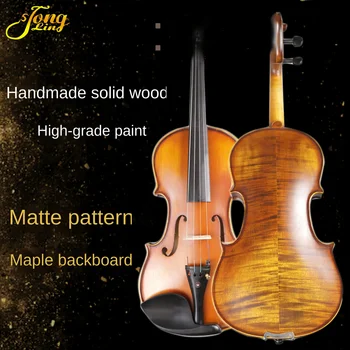 Матов модел цигулка ръчно изработена бразилски дървен лък абанос аксесоари практична цигулка