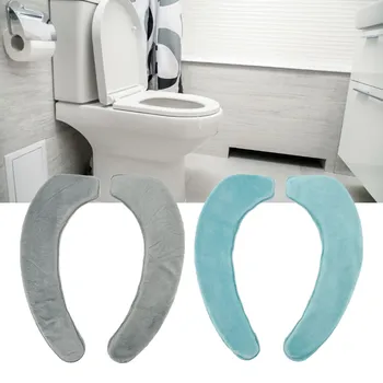2 бр тоалетна топло покритие мека удобна топла миеща се самозалепваща се фланела тоалетни седалки капак възглавница скоби