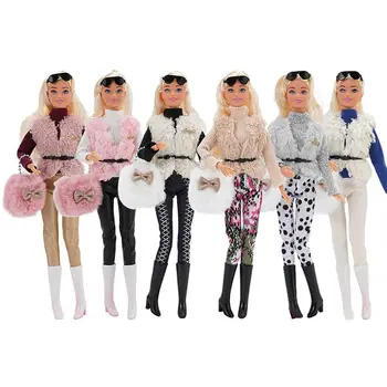 Мода 1/6 кукла дрехи плюшени жилетка ботуши зимно облекло пуловери кукла чанти панталони 29 ~ 32 см кукла дрехи момиче кукла носенето аксесоар