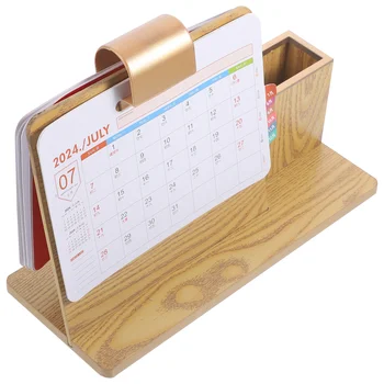 Office Desktop Държач за писалка Календар, показващ случай Държач за организиране на дървен календар