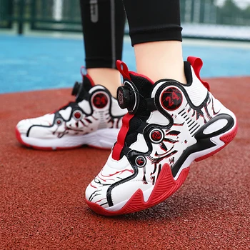 2023 Детски баскетболни обувки Детски висок топ спортни обувки Нехлъзгащи се момчета маратонки Ежедневни външни детски спортни обувки за тенис