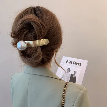 Fashion Metal Pearl Hair Clip Temperament Duckbill Grip Clip Hairpin Hair Styling Tools Women Girls Hair Accessories Barrette