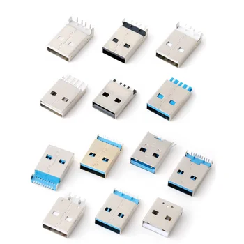 5PCS USB конектор AM2.0/3.0 SMT мъжка глава черно-бяло синьо лепило USBA тип мъжка глава меден край позлатен
