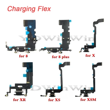 1pcs зареждане Flex кабел за iPhone 8 X XS XR XS MAX USB зарядно порт док конектор с микрофон зареждане Flex