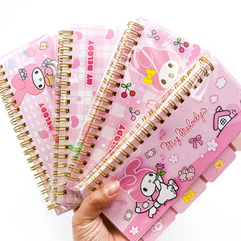 Sanrio Family Kuromi Melody Cinnamoroll Cute Cartoon Student Record Color Page Piano Style Classified Notebook Creative Notepad