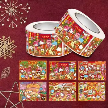 500Pcs/Set Sanrio Cartoon Chinese Happy New Year mymelody Kuromi Cinnamoroll стикер канцеларски материали Наръчник стикери детски подарък
