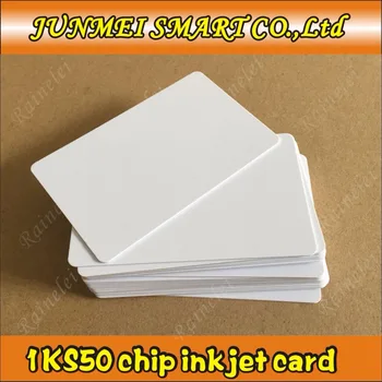 50PCS мастиленоструйна пластмасова печатаема бяла PVC карта с S50 ISO RFID за принтер Epson Canon