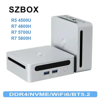 SZBOX R5 4500U/R7 4800H/R7 5700U/R7 5800H Мини компютър Windows 11 PRO DDR4 3200MHz NVME SSD WiFi 6 BT 5.2 Компютър с троен дисплей