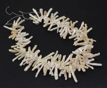 уникална форма бял бароков сладководен клон перла на едро природа за изработка на бижута 30-40mm страничен отвор