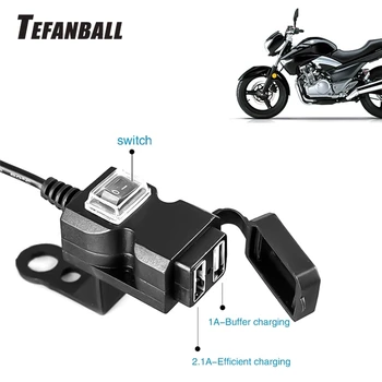 Мотоциклет USB гнездо за телефон GPS мотор кормило зарядно 5V 1A / 2.1A адаптер захранване гнездо водоустойчив двоен USB порт