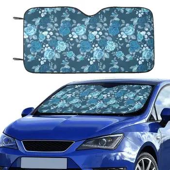 Сини цветя Слънце предно стъкло, сладък флорални аксесоари за кола Auto сянка протектор прозорец визьор екран покритие жени декор 55 