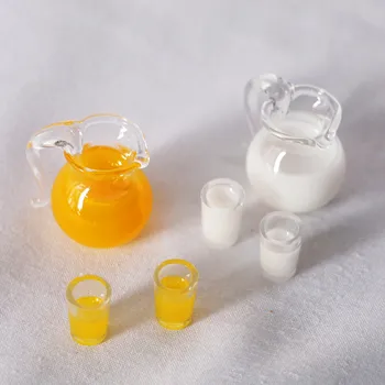 Сладък 1/6 мащаб Dollhouse миниатюрни храни мини портокалов сок мляко пот за Blyth BJD кукла къща кухня игра играчки