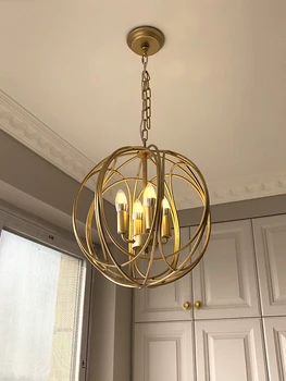 Модерен светодиоден кристален полилей за трапезария кухня спалня нощна лампа злато реколта пръстен топка украсяват тавана висяща светлина