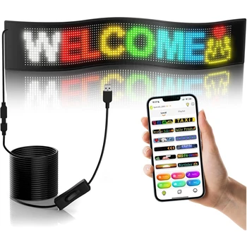 Превъртане Реклама LED автомобилни знаци USB 5V LED матричен панел Контрол на приложението Персонализиран текстов модел Анимация Лого светлина Гъвкав знак