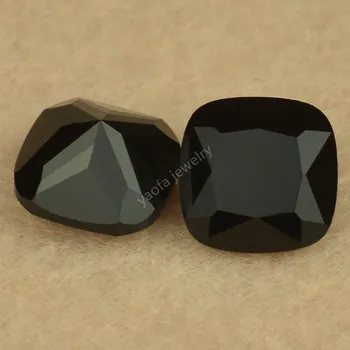Продажба 3 * 3 ~ 15 * 15mm 5A черен цвят CZ синтетични скъпоценни камъни възглавница форма хлабав кубичен цирконий камък за бижута