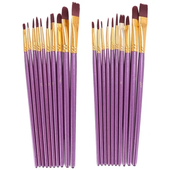 20Pcs Paint Brush Set Artist Paint Brushes For Watercolor, Маслени бои, Платно, керамика, глина, дърво & Модели