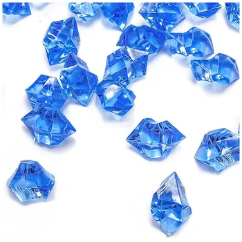 200 парчета фалшиви кубчета лед диаманти пластмасови натрошени ледени скали 1 инч акрилни кристали фалшиви кубчета лед скъпоценни камъни (кралско синьо)