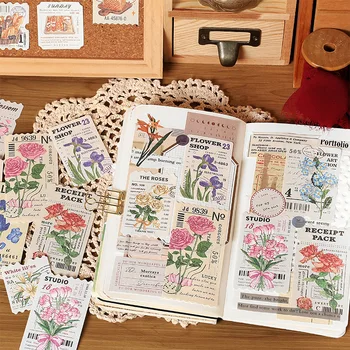 Реколта цвете етикет Бил колаж Scrapbooking вестник материал хартия карта вземане DIY ретро хартия бележка подложка творчески канцеларски материали