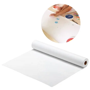 2бр бяла хартия за рисуване ролка хартия ролки за детска занаятчийска дейност и рисуване акварелна хартия (45 см х 5 м)